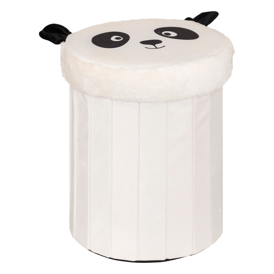 Składana pufa z pokrywką biała Panda