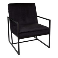 Metalowy fotel Micah Black Velvet Stabilny i wytrzymały metalowy korpus, idealny jako wyposażenie salonu lub sypialni, mebel do samodzielnego montażu