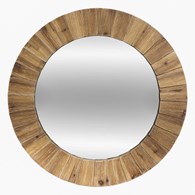 Drewniane lustro ścienne Jazlyn 83 cm Gruba rama wykonana z drewna jodłowego, naturalna kolorystyka, stylowy i funkcjonalny dodatek do wnętrz