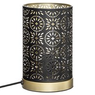 Ażurowa lampka nocna Gypsy 21 cm Lampka stołowa o nowoczesnym wyglądzie, wykonana z metalu, kolor czarno-złoty