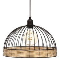 Lampa wisząca Suwa Black 35 cm Ażurowy abażur o drucianej konstrukcji wykonany z metalu, kolor czarny, minimalistyczny i nowoczesny design