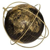 Globus dekoracyjny czarny 24 cm Na złotej podstawie wykonanej z metalu, globus o średnicy 24 cm,  z solidnego tworzywa