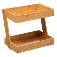 Dwupoziomowa półka kuchenna TrayWykonana z drewna bambusowego, dwupoziomowa na przyprawy, akcesoria kuchenne, praktyczna i funkcjonalna