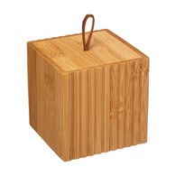 Mały pojemnik bambusowy z pokrywą Terre Wykonany z drewna bambusowego, z pokrywką i uchwytem, na małe kosmetyki, akcesoria łazienkowe, kuchenne