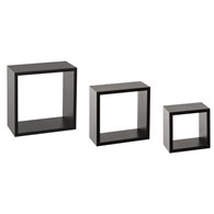 Półki ścienne Cube Black 3 sztukiOzdobne półki wykonane z MDF-u, umożliwią przechowywanie drobiazgów, piękna dekoracja ścienna