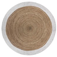 Okrągły dywan jutowy 120 cm brązowy Obwódka w kolorze białym, naturalny materiał, minimalistyczny i elegancki design