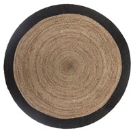 Okrągły dywan jutowy 120 cm Obwódka w kolorze czarnym, naturalny materiał, minimalistyczny i elegancki design