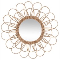 Wiklinowe lustro ścienne kwiat 56 cm W naturalnym kolorze, oryginalny kształt, elegancki i stylowy dodatek do wnętrz