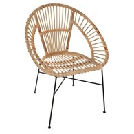 Krzesło rattanowe Keko Stalowe nogi w kolorze czarnym, rattanowe siedzisko, stanowić będzie eleganckie uzupełnienie wystroju wnętrz, tarasu lub balkonu