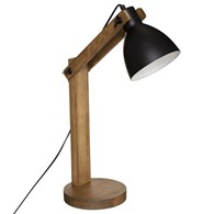 Lampka biurkowa Cuba czarna 56 cm Wykonana z połączenia drewna i metalu, wyposażona w ramię pozwalające na regulację wysokości, minimalistyczny i elegancki design