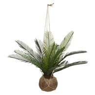 Sztuczna palma w doniczce z kokosa Sztuczna palma w doniczce z łupin kokosa, z możliwością podwieszenia. Dekoracja do domu, na balkon bądź taras.