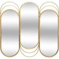Potrójne metalowe lustro ścienne Edi Podłuży kształt, kolor złoty, stylowy i funkcjonalny dodatek do wnętrz