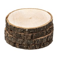 Komplet 4 okrągłych podstawek Ecorce Okrągłe podkładki pod kubek, wykonane z naturalnego drewna, komplet 4 sztuk o średnicy 10 cm