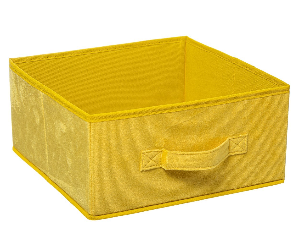 Pojemnik tekstylny 31x15 cm Yellow welurSkładany i wygodny w użytkowaniu, idealny do przechowywania ubrań, koców, książek bądź zabawek, wyposażony w uchwyt