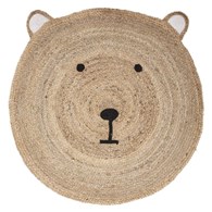 Jutowy dywan dla dzieci Bear 100 cm Okrągły dywanik wykonany z naturalnego materiału, z motywem uroczego misia, idealne uzupełnienie pokoju dziecięcego w stylu boho czy skandynawskim