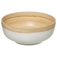 Biała miska na przekąski 1,5L Nowoczesna, okrągła, wykonana z drewna bambusowego, pojemna na sałatki, chipsy, przekąski o pojemności 1,5L