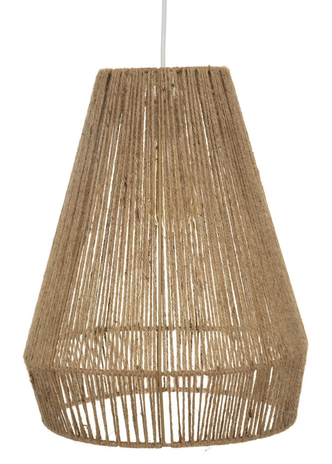 Lampa wisząca Palm Natural 34 cm Ażurowy abażur wykonany z metalu w jutowym oplocie, lekka konstrukcja, funkcjonalny oraz stylowo wyglądający dodatek do wnętrz