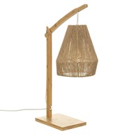 Lampka biurkowa Palm Natural 55 cm Podstawa i ramię wykonane z drewna bambusowego, klosz ze sznurka konopnego, lampka stanowi doskonałe uzupełnienie aranżacji w stylu boho