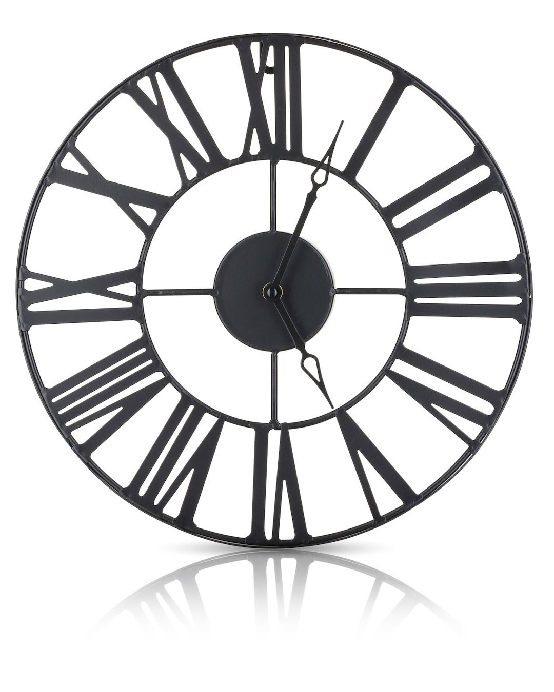Zegar ścienny vintage czarny 36,5 cm Wykonany z metalu, rzymskie cyfry, cichy mechanizm, idealny do wnętrz urządzonych w stylu loft