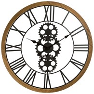 Zegar ścienny Morgan 70 cmDrewniana rama, tarcza wykonana z metalu, idealny do wnętrz urządzonych w stylu vintage i loft, brak ruchomego mechanizmu