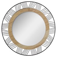 Okrągłe lustro ścienne Joe 45 cm Rama wykonana z połączenia metalu i płyty MDF, kolor czarny, stylowy i funkcjonalny dodatek do wnętrz