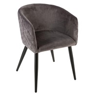 Krzesło Marlo Velvet szare Obicie wykonane z miękkiego i przyjemnego w dotyku materiału, metalowe nogi w kolorze czarnym, stylowo prezentujące się krzesło do salonu lub jadalni