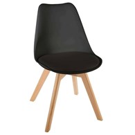 Krzesło tapicerowane Baya czarne Nogi z drewna bukowego, siedzisko wykonane z wysokiej jakości eco skóry, stanowić będzie eleganckie uzupełnienie wystroju salonu lub jadalni