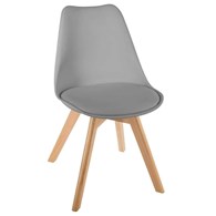 Krzesło tapicerowane Baya szare Nogi z drewna bukowego, siedzisko wykonane z wysokiej jakości eco skóry, stanowić będzie eleganckie uzupełnienie wystroju salonu lub jadalni