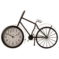Zegar stołowy vintage w kształcie roweru Wykonany z metalu, tarcza osłonięta szybą, idealny do wnętrz urządzonych w stylu industrialnym i loft