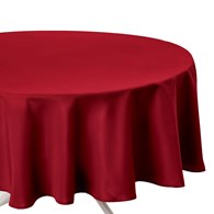 Okrągły obrus 180 cm czerwony Wykonany z odpornego na plamienie materiału, łatwy w czyszczeniu, elegancka i praktyczna dekoracja stołu