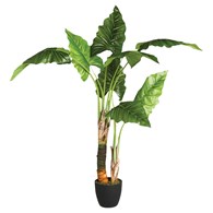 Sztuczny bananowiec w donicy 124 cm Duża roślina ozdobna w doniczce, wykonana z trwałego materiału, idealne uzupełnienie przestrzeni domowej jak i tarasu czy balkonu
