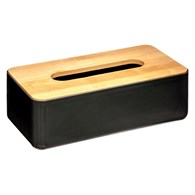 Pudełko na chusteczki Natureo czarneWykonany z tworzywa sztucznego i drewna bambusowego, stylowy i praktyczny pojemnik, z otwieraną pokrywą