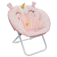Fotel dla dzieci Unicorn różowy Składana, metalowa podstawa, uroczy motyw jednorożna, stylowy i oryginalny dodatek do pokoju dziecięcego