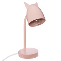 Lampka biurkowa dla dziecka różowa Wykonana z metalu, ozdobne uszy na kloszu, funkcjonalny i stylowy dodatek do pokoju dziecięcego
