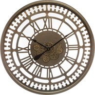 Zegar ścienny Carson 80 cm Wykonany z metalu, tarcza osłonięta szkłem, z mechanizmem wprawiającym w ruch zębatki
