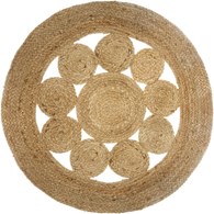 Okrągły dywan jutowy Lace 80 cm Ażurowy wzór, naturalny materiał, minimalistyczny i elegancki design
