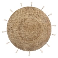 Okrągły dywan jutowy Cosy 80 cm Wykonany z naturalnego materiału, z frędzlami, naturalna kolosytyka