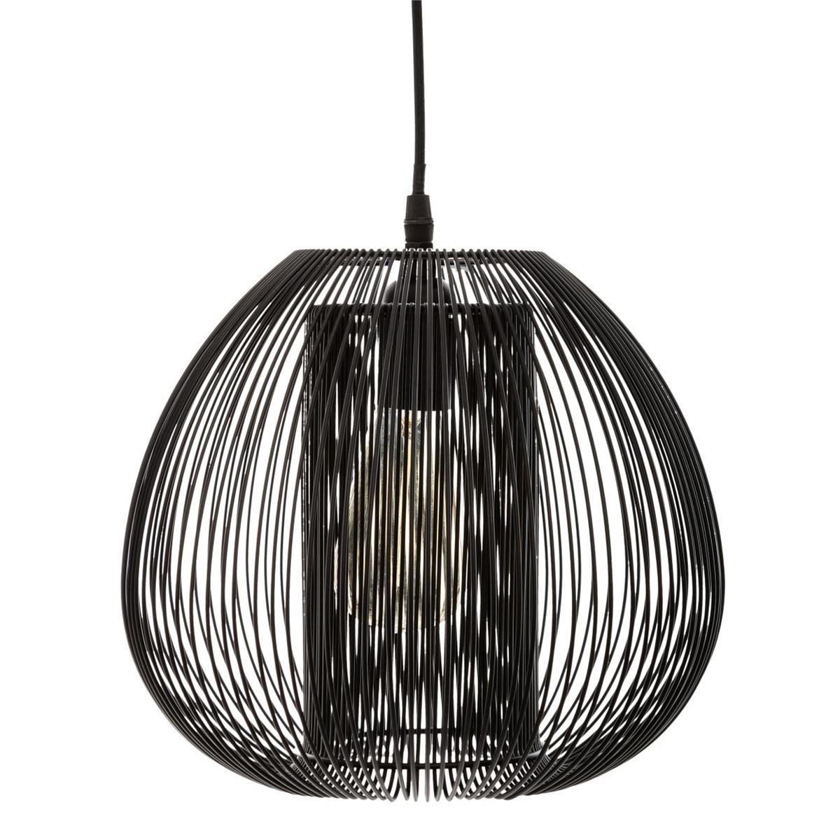 Lampa wisząca Noda 28 cm Ażurowy abażur o drucianej konstrukcji wykonany z metalu, kolor czarny, minimalistyczny i nowoczesny design