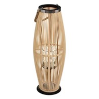 Stojący lampion bambusowy 72 cm Szklany klosz na świecę w zestawie, wytrzymały uchwyt ułatwiający przenoszenie, elegancki i stylowy dodatek do wnętrz