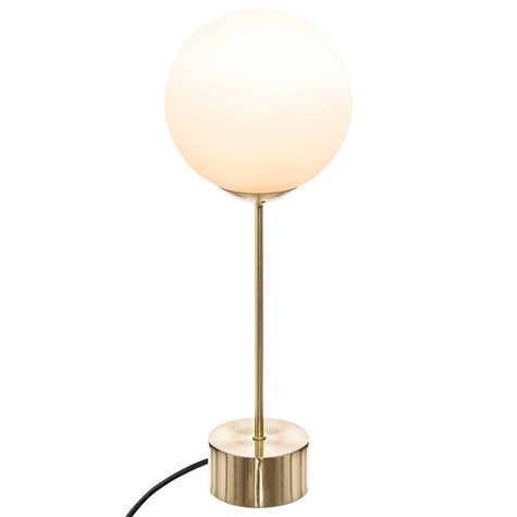 Lampka nocna Dris Gold szklany klosz Wykonana z metalu, okrągła podstawa, minimalistyczny i elegancki design