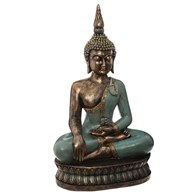Dekoracyjna figurka Budda 72,5 cm Wysoka figurka medytującego Buddy, wykonana z trwałego poliresinu, ciekawa ozdoba do postawienia w salonie, biurze czy gabinecie
