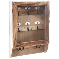 Drewniana skrzynka na klucze 26x38 cm Wykonana z surowego drewna, 6 metalowych haczyków, funkcjonalny i stylowy dodatek do przedpokoju