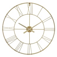 Zegar ścienny Cason Gold 70 cmWykonany z metalu w kolorze złotym, rzymskie cyfry, idealny do wnętrz urządzonych w stylu glamour i loft