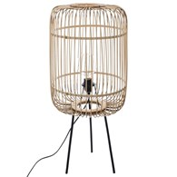Bambusowa lampa podłogowa Eads 74 cm Ażurowy abażur wykonany z bambusa, metalowe nogi, funkcjonalny oraz stylowo wyglądający dodatek do wnętrz