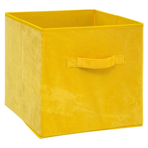 Pojemnik tekstylny 31x31 cm Yellow welurSkładany i wygodny w użytkowaniu, idealny do przechowywania ubrań, koców, książek bądź zabawek, wyposażony w uchwyt