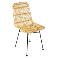 Krzesło rattanowe Kobu Stalowe nogi w kolorze czarnym, rattanowe siedzisko, stanowić będzie eleganckie uzupełnienie wystroju wnętrz, tarasu lub balkonu