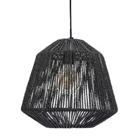 Lampa wisząca Jily Black 29 cm Druciany klosz owinięty papierowym materiałem, długość przewodu 100 cm, minimalistyczny i elegancki design