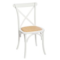 Bukowe krzesło Isak białe Wykonane z wytrzymałego drewna, miękkie siedzisko, przeznaczone do jadalni, salonu lub kawiarni