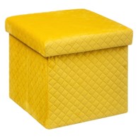 Pufa Luna Velvet Yellow 31x31 cm Składana konstrukcja, miękkie siedzisko wykonane z przyjemnego w dotyku welurowego materiału, pufa może pełnić funkcję schowka