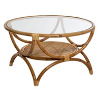Rattanowy stolik kawowy Farah 90 cm Podstawa wykonana z rattanu, blat z hartowanego szkła, stanowił będzie eleganckie uzupełnienie wystroju wnętrz, tarasu lub balkonu